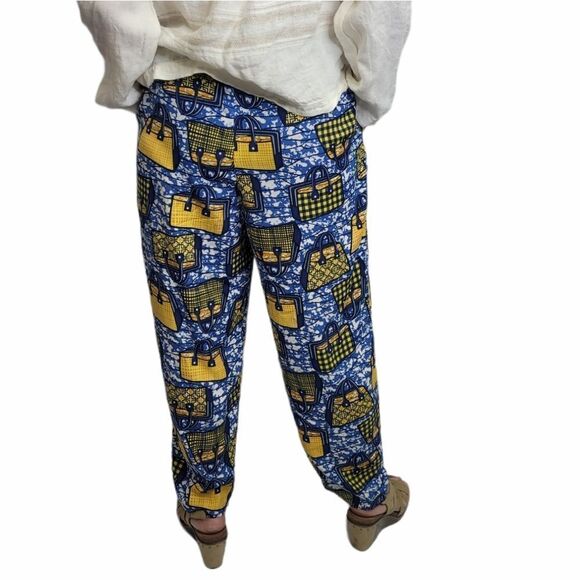 NIKO AND... pants blue purse print Japanese lounge with pockets S - Picture 2 of 11